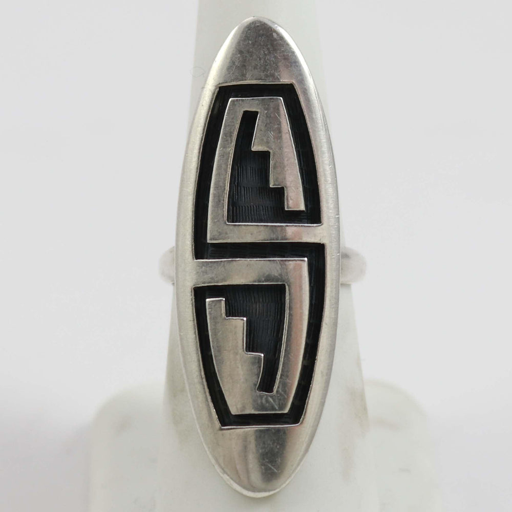 1980s Hopi Overlay Ring by Lawrence Saufkie - Garland's