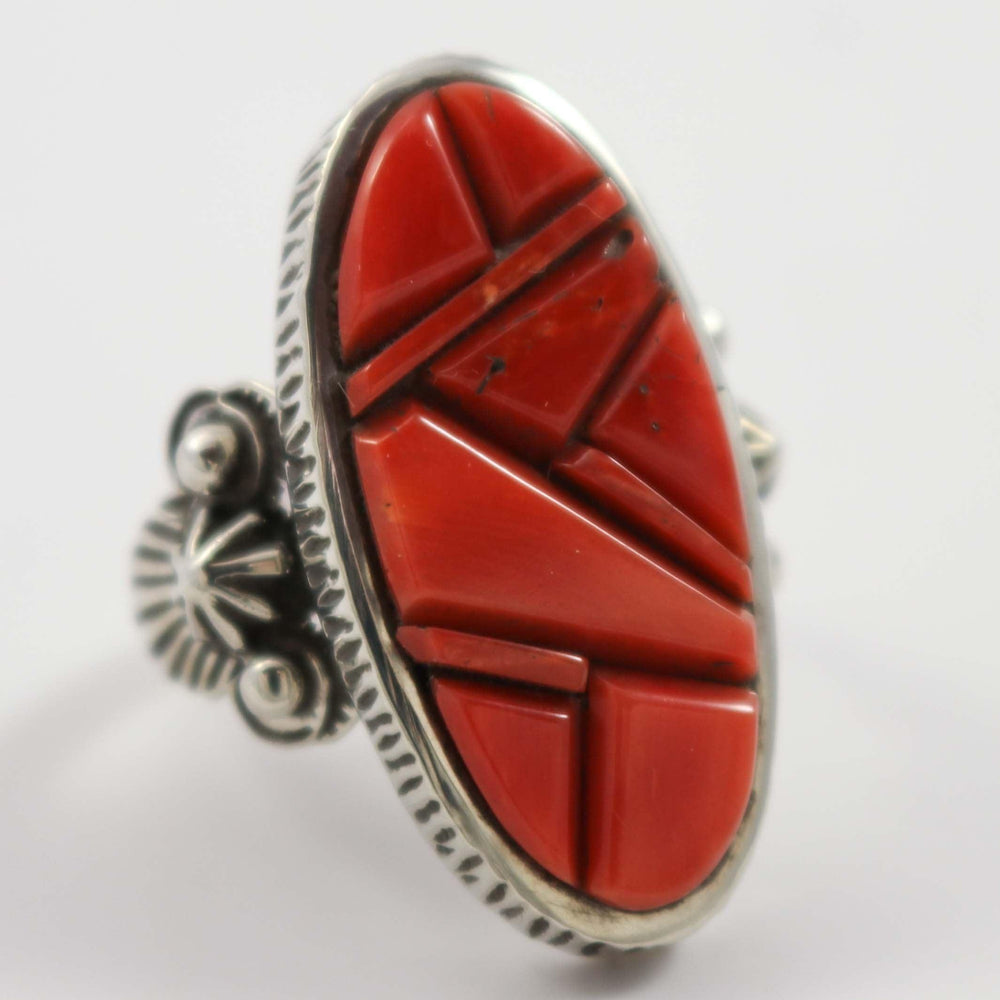 Coral Inlay Ring by Earl Plummer - Garland's