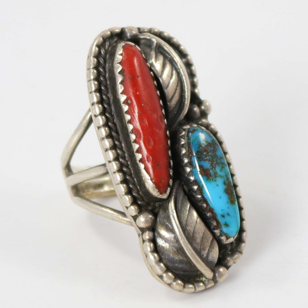 1960s Turquoise and Coral Ring by Vintage Collection - Garland's