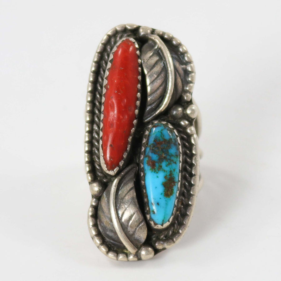 1960s Turquoise and Coral Ring by Vintage Collection - Garland's