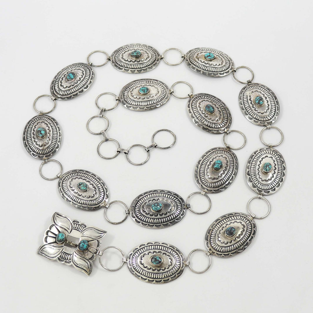 1970s Turquoise Link Concha Belt by Vintage Collection - Garland's