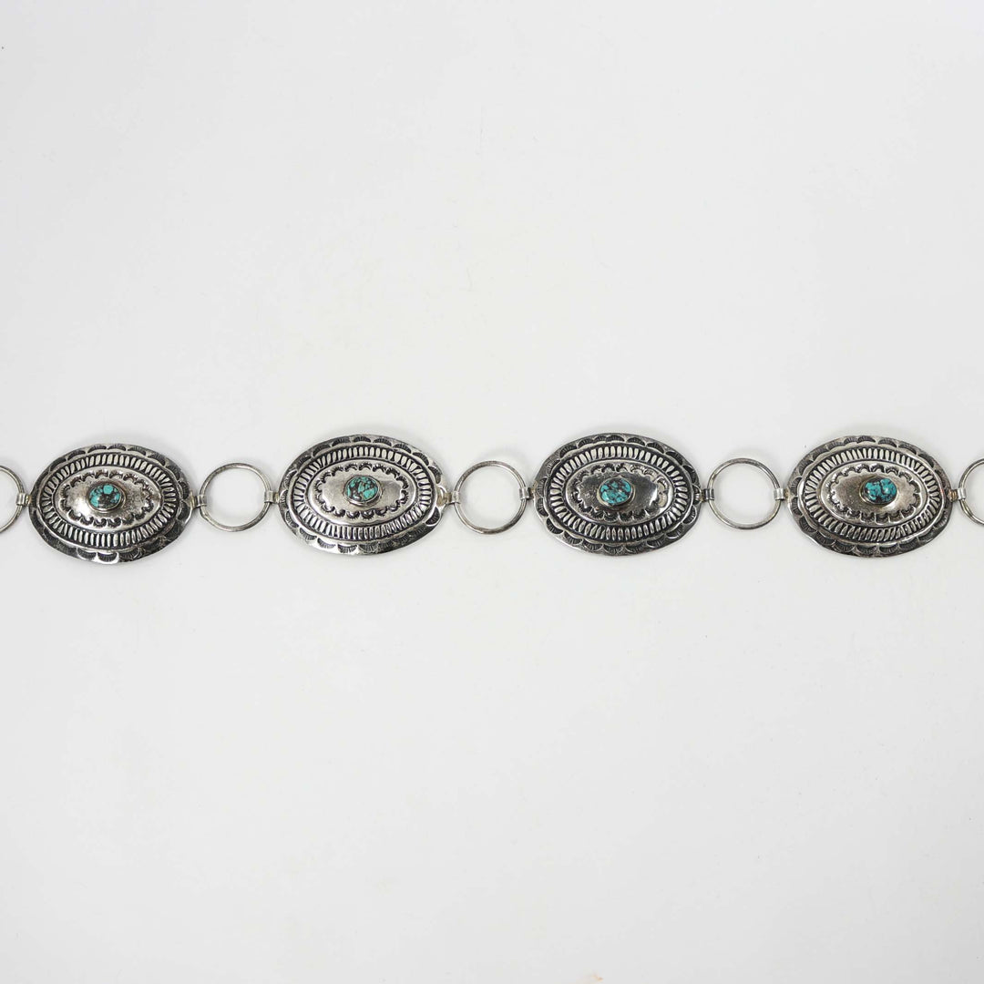 1970s Turquoise Link Concha Belt by Vintage Collection - Garland's