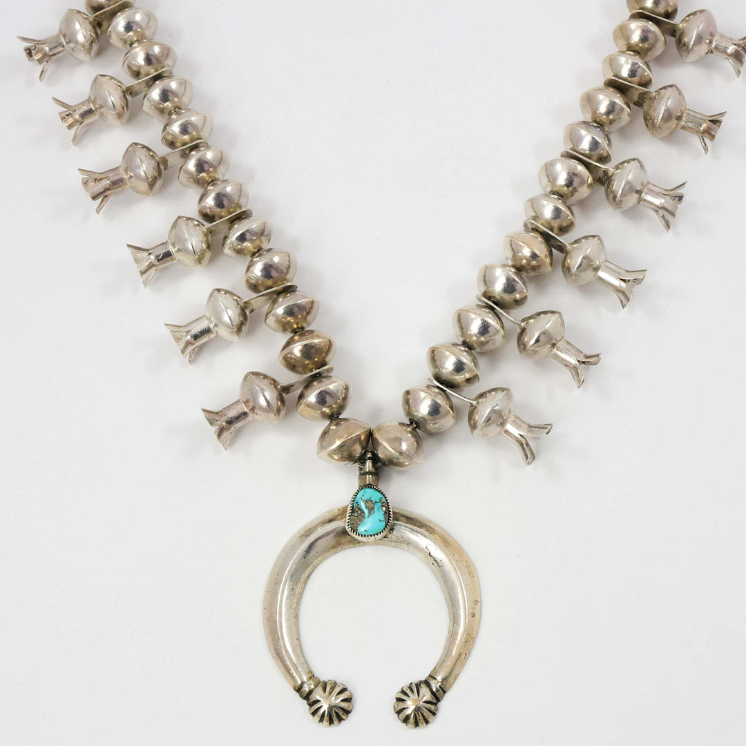 1970s Turquoise Squash Blossom Necklace by Vintage Collection - Garland's