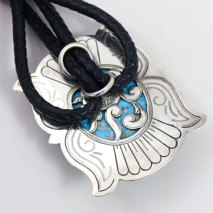 Kingman Turquoise Bola Tie by Bruce Eckhardt and Mona Van Riper - Garland's