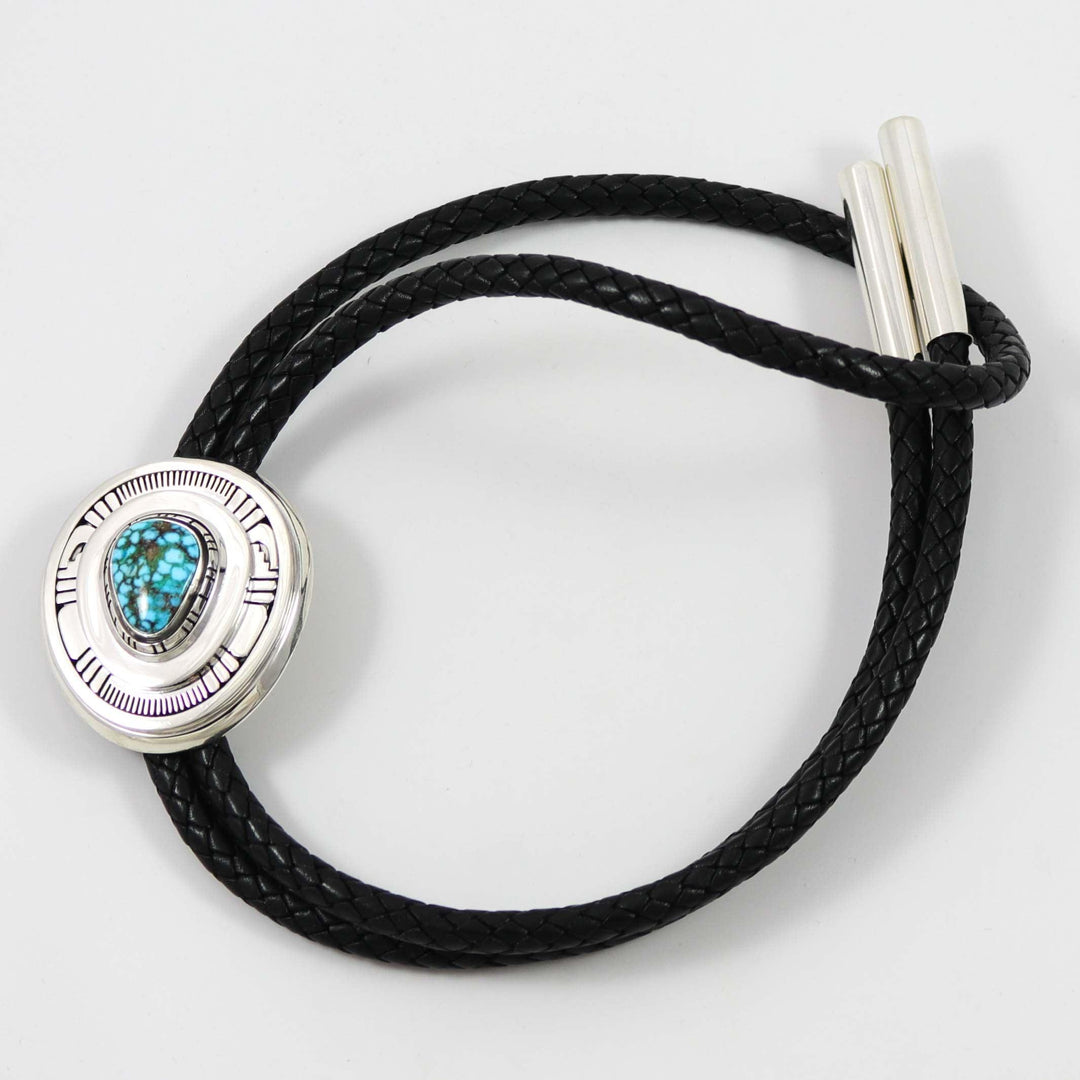 Kingman Turquoise Bola Tie by Leonard Nez - Garland's