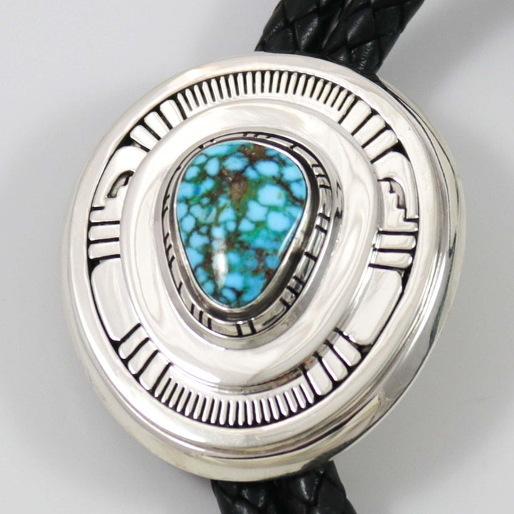 Kingman Turquoise Bola Tie by Leonard Nez - Garland's