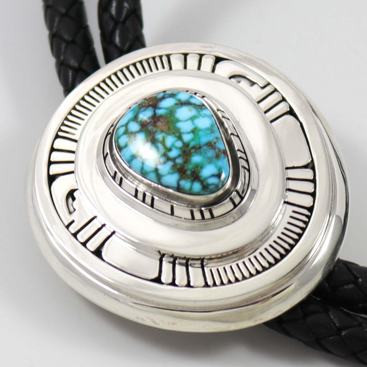Kingman Turquoise Bola Tie by Leonard Nez - Garland's