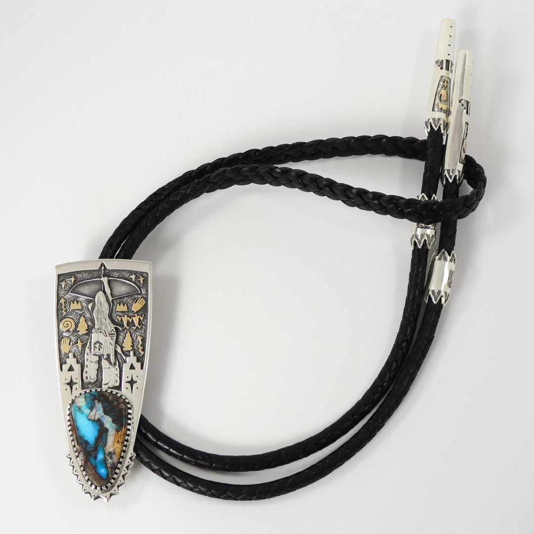 Bisbee Turquoise Archer Bola Tie by Arland Ben - Garland's