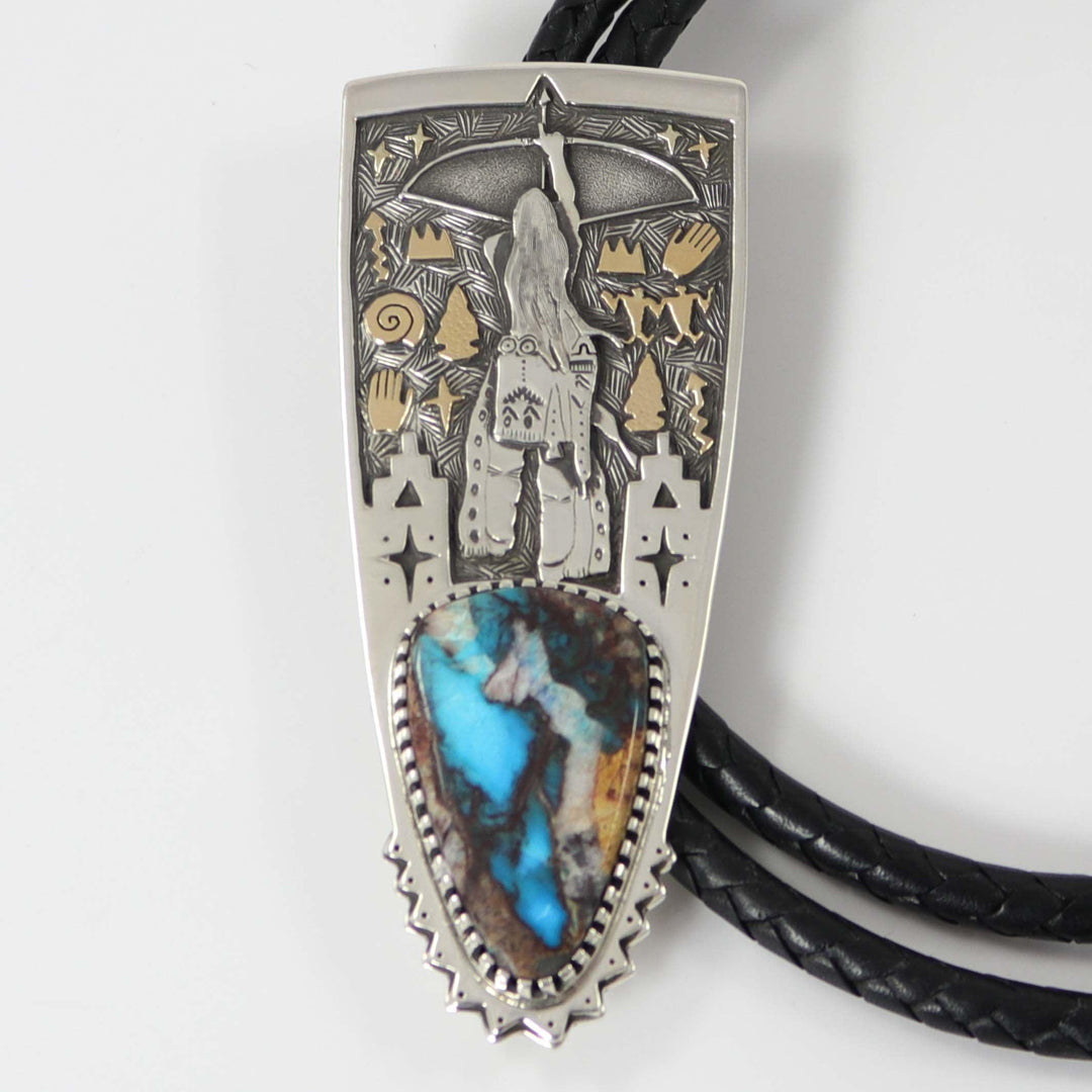 Bisbee Turquoise Archer Bola Tie by Arland Ben - Garland's