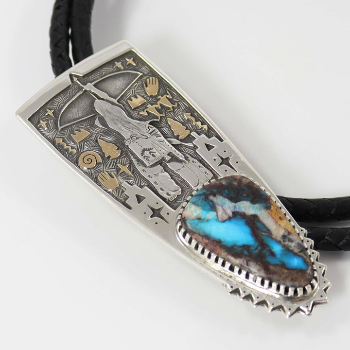 Bisbee Turquoise Archer Bola Tie by Arland Ben - Garland's