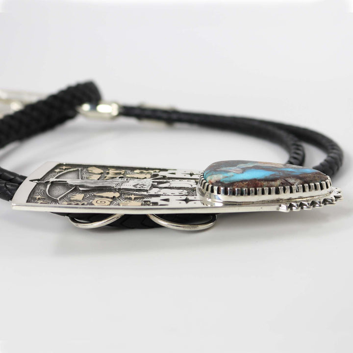 Bisbee Turquoise Archer Bola Tie by Arland Ben - Garland's