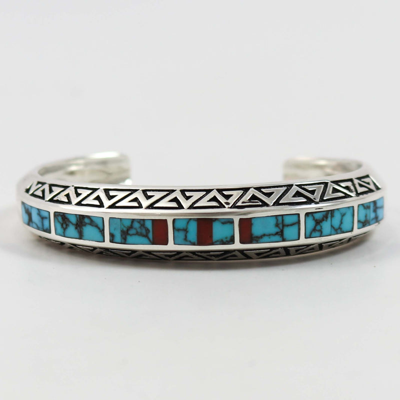Turquoise and Coral Cuff