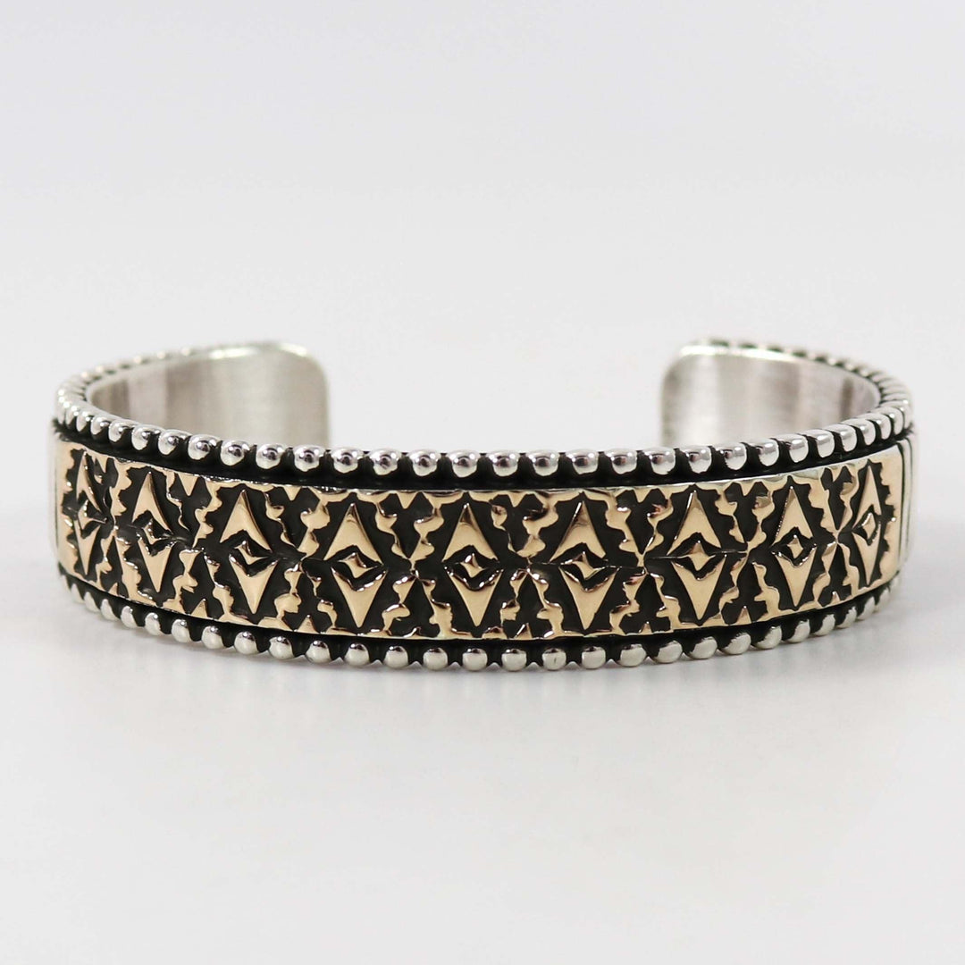 Gold on Silver Cuff by Johnathan Nez - Garland's