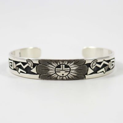 Native American Hopi Silver Overlay Cuff Bracelet