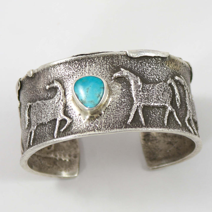 Pilot Mountain Turquoise Horse Cuff by Anthony Lovato - Garland's