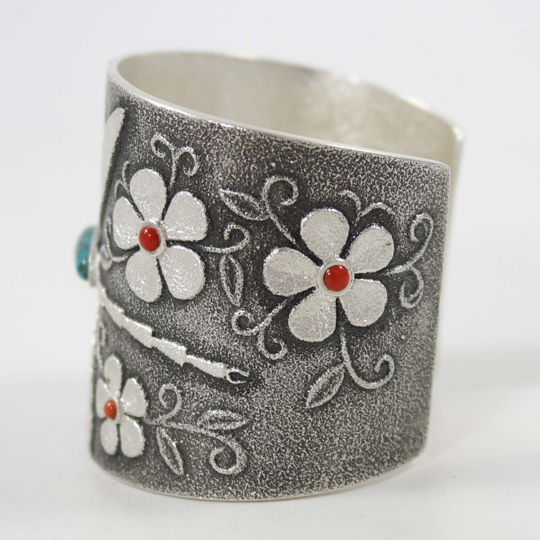 Dragonfly and Flower Cuff