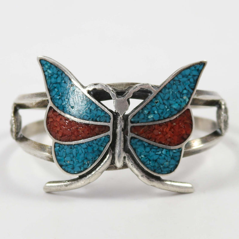 Turquoise and Coral Butterfly Cuff