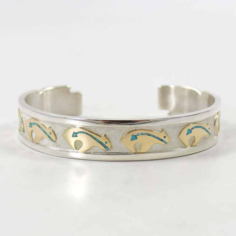 Gold on Silver Bear Cuff