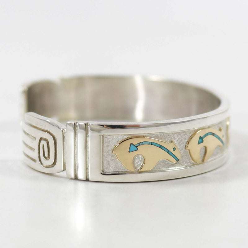 Gold on Silver Bear Cuff