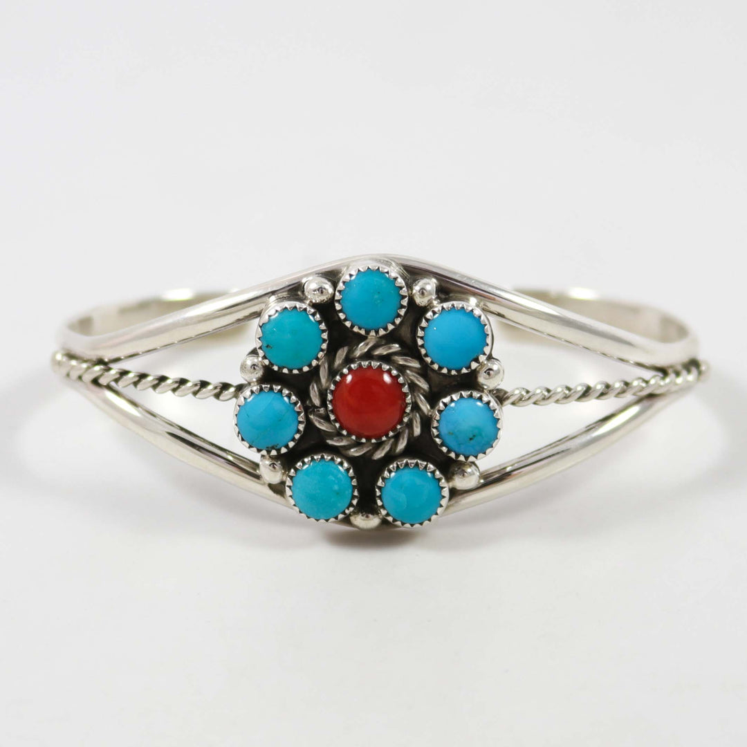 Turquoise and Coral Cuff