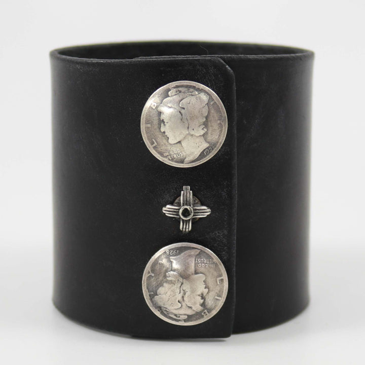 Hubei Turquoise Leather Cuff by Mona Van Riper - Garland's