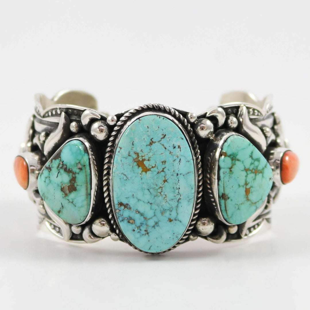 Kingman Turquoise and Shell Cuff