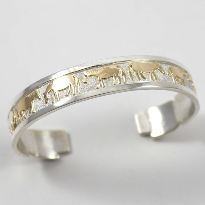 Gold on Silver Horse Cuff