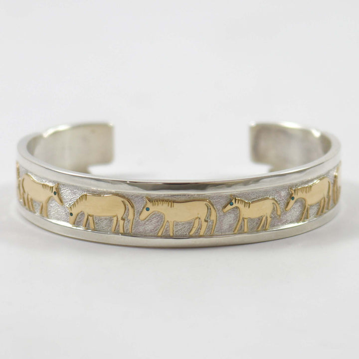 Gold on Silver Horse Cuff