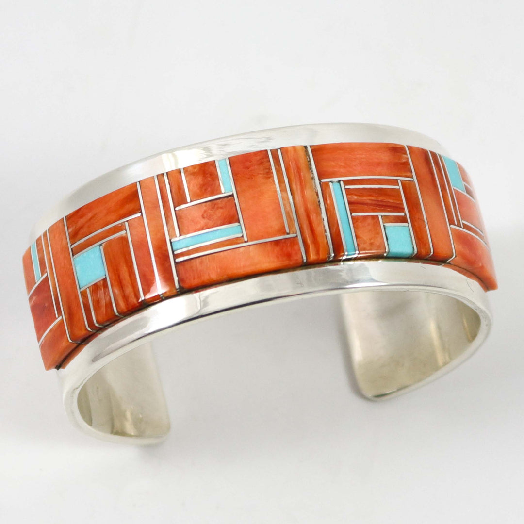 Spiny Oyster Shell and Turquoise Cuff