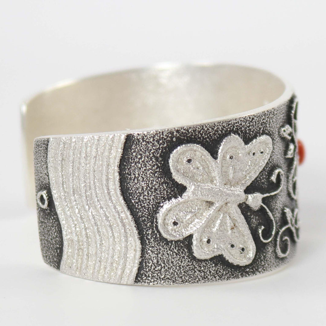 Coral Flower and Butterfly Cuff
