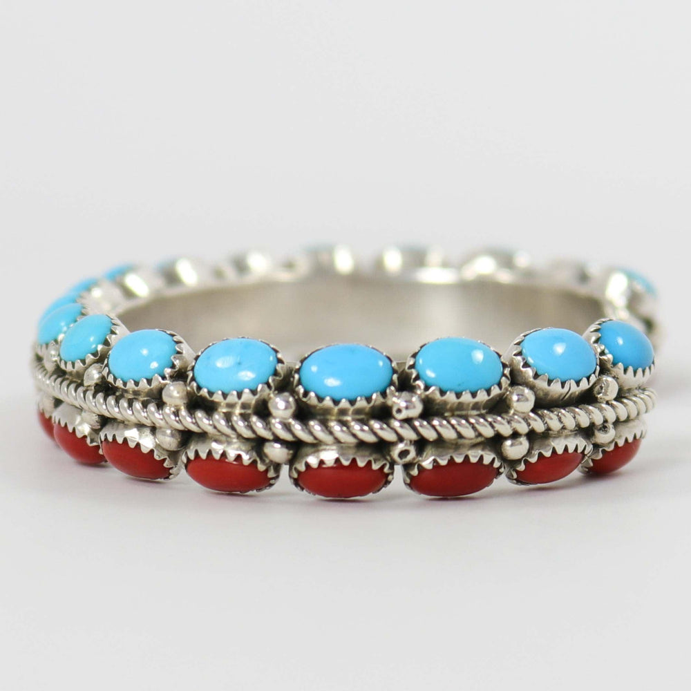 Coral and Turquoise Cuff by Ruth Yazzie - Garland's