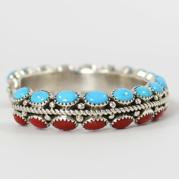 Coral and Turquoise Cuff by Ruth Yazzie - Garland's