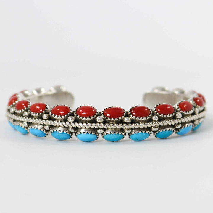Coral and Turquoise Cuff by Ruth Yazzie - Garland's