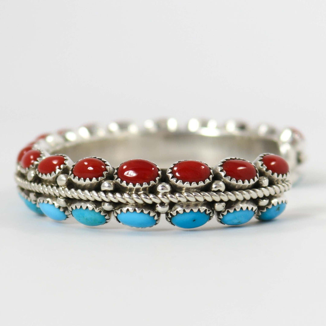 Coral and Turquoise Cuff by Ruth Yazzie - Garland's