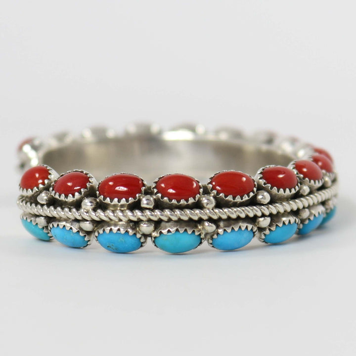 Coral and Turquoise Cuff by Ruth Yazzie - Garland's