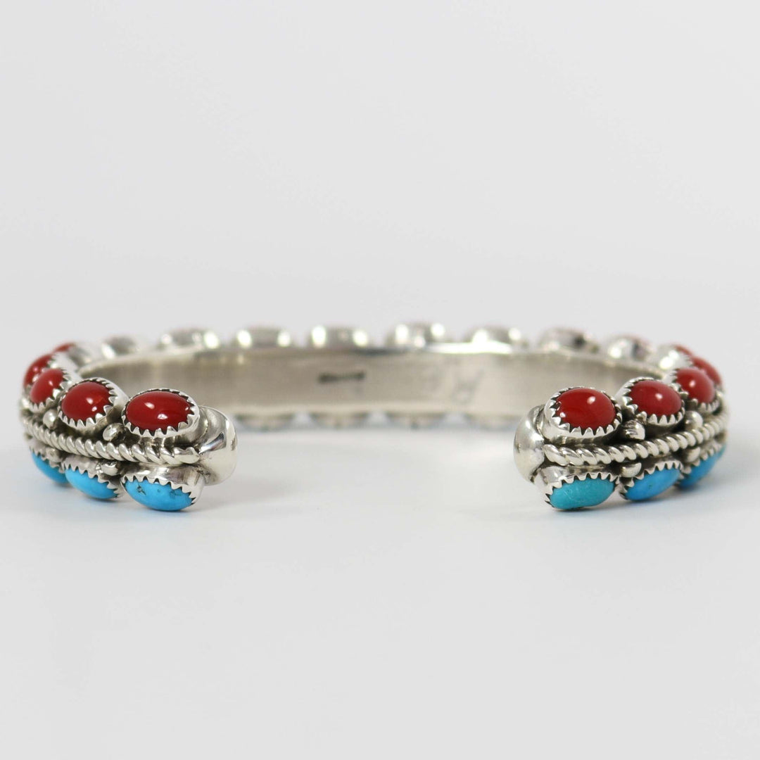 Coral and Turquoise Cuff by Ruth Yazzie - Garland's