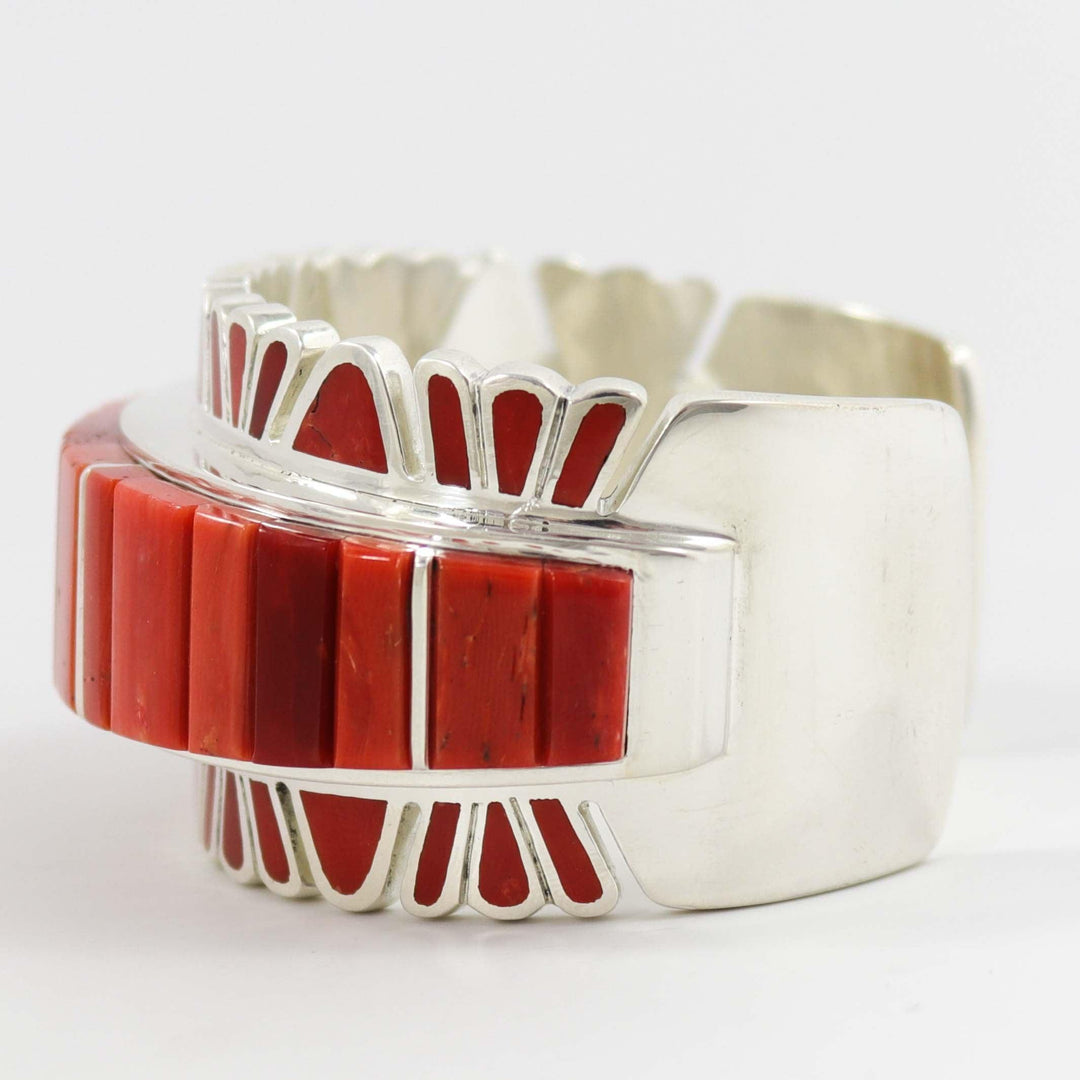 Coral Inlay Cuff by Vernon Haskie - Garland's