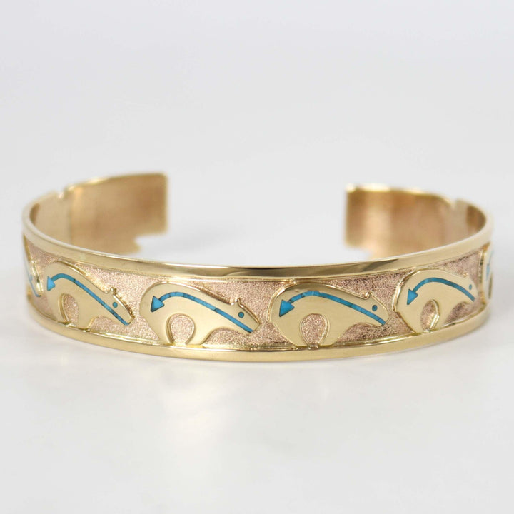Gold and Turquoise Bear Cuff
