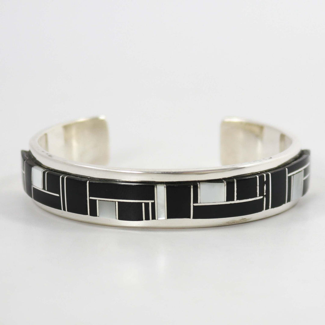Black Jade and Shell Inlay Cuff