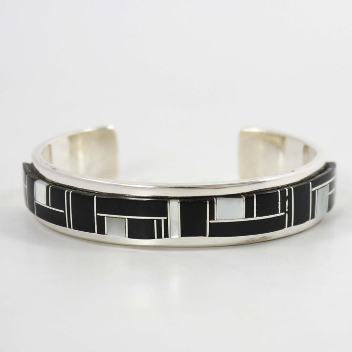 Black Jade and Shell Inlay Cuff