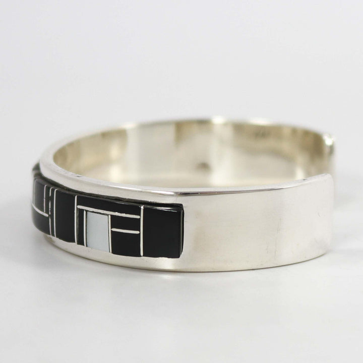 Black Jade and Shell Inlay Cuff