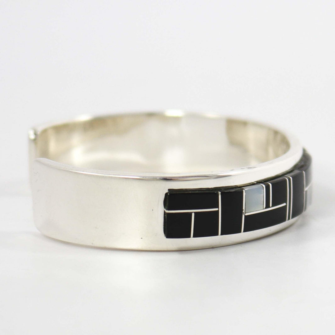 Black Jade and Shell Inlay Cuff