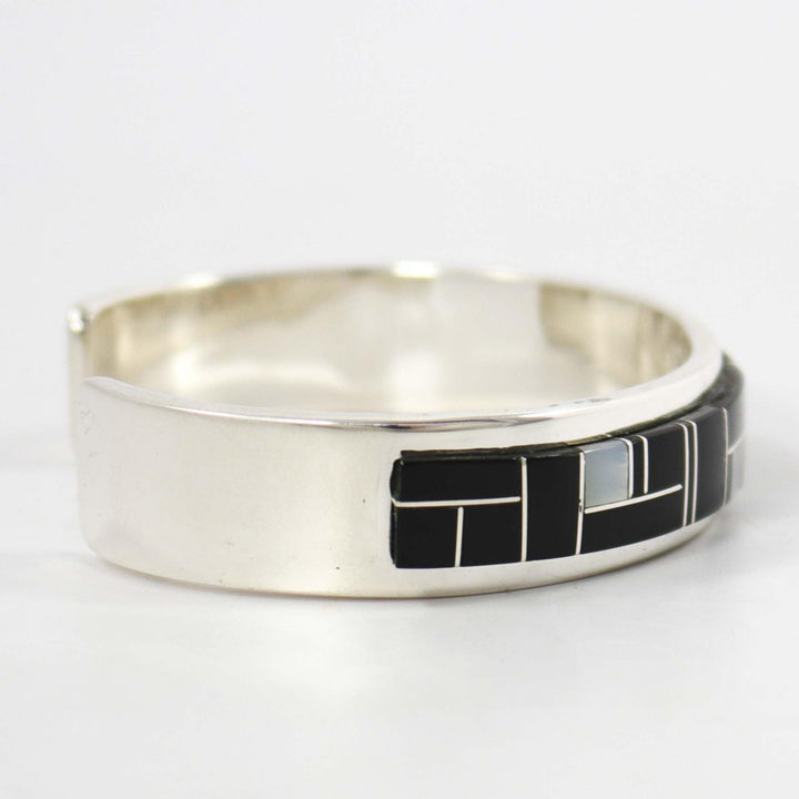 Black Jade and Shell Inlay Cuff