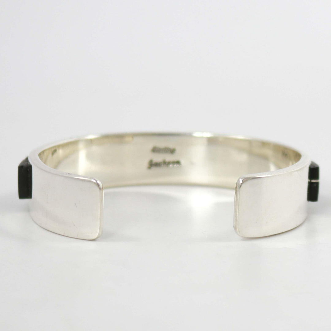 Black Jade and Shell Inlay Cuff