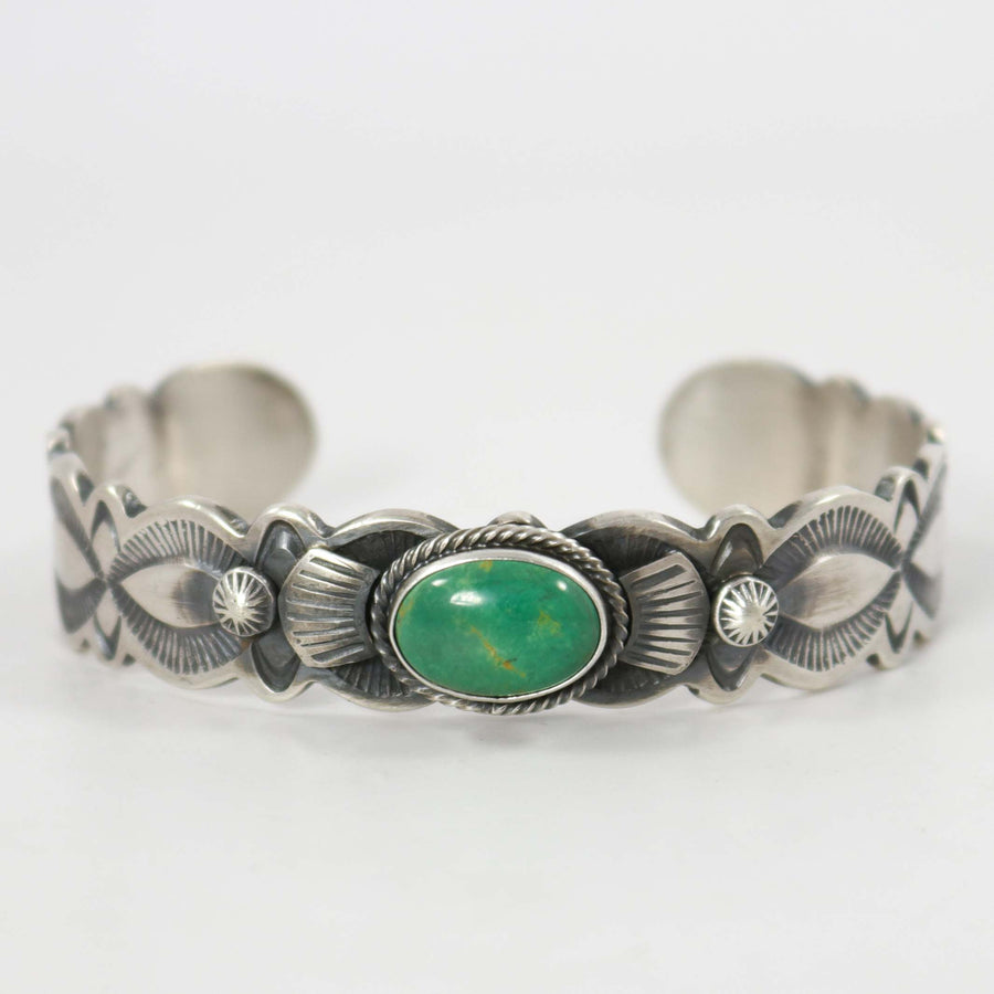 Larry Loretto Vintage Native American Zuni Cripple Creek Turquoise Sterling Silver Bracelet