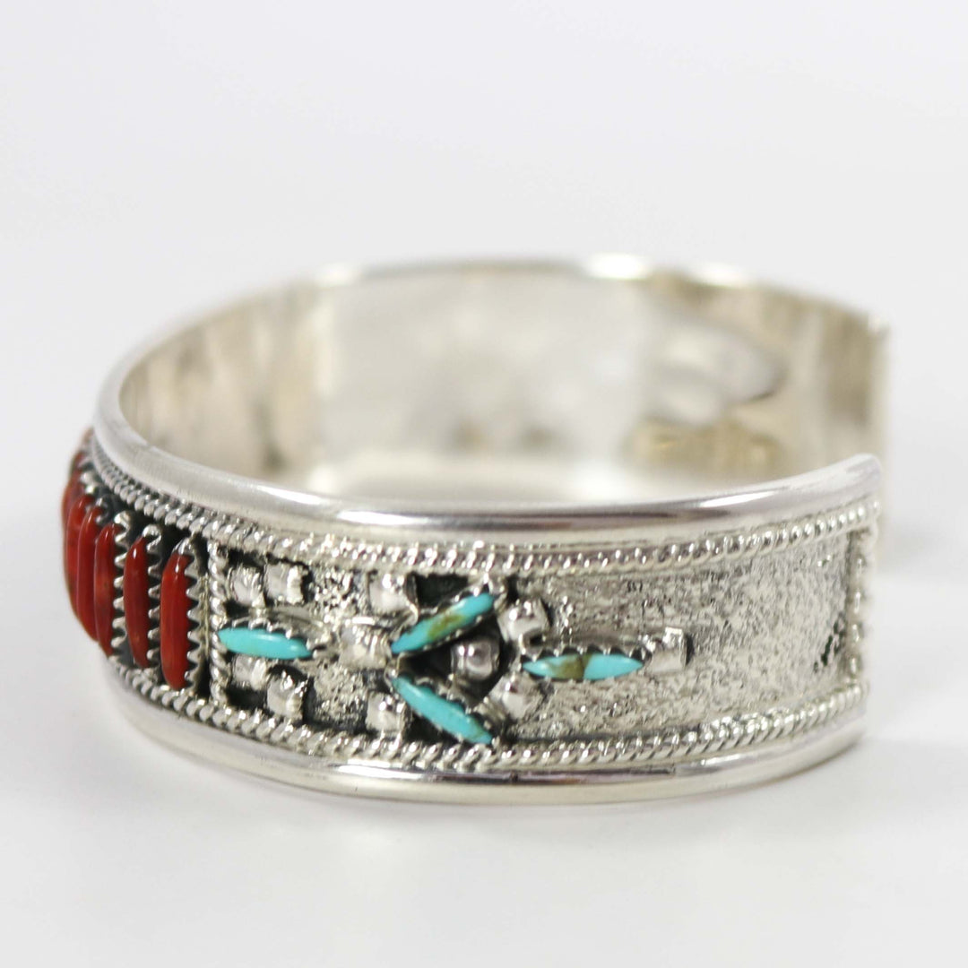 Turquoise and Coral Cuff