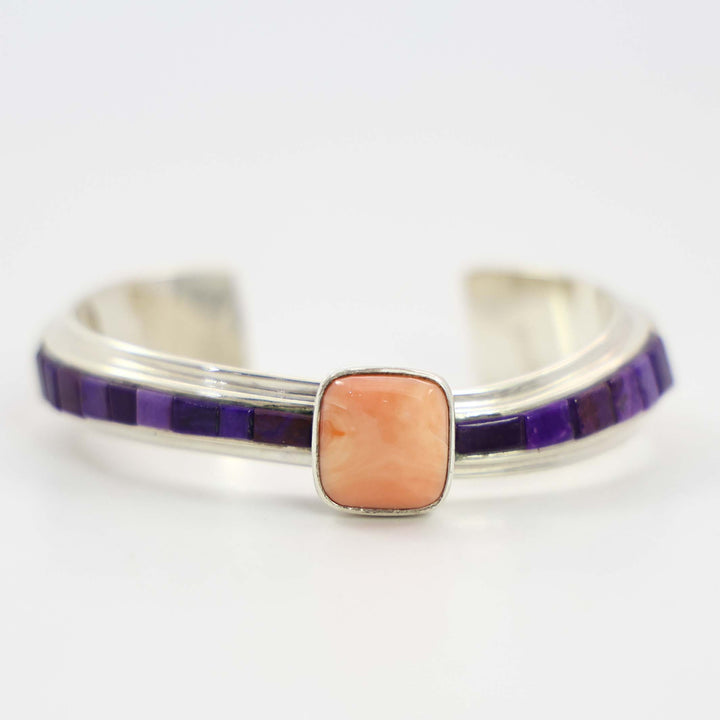 Sugilite and Coral Cuff