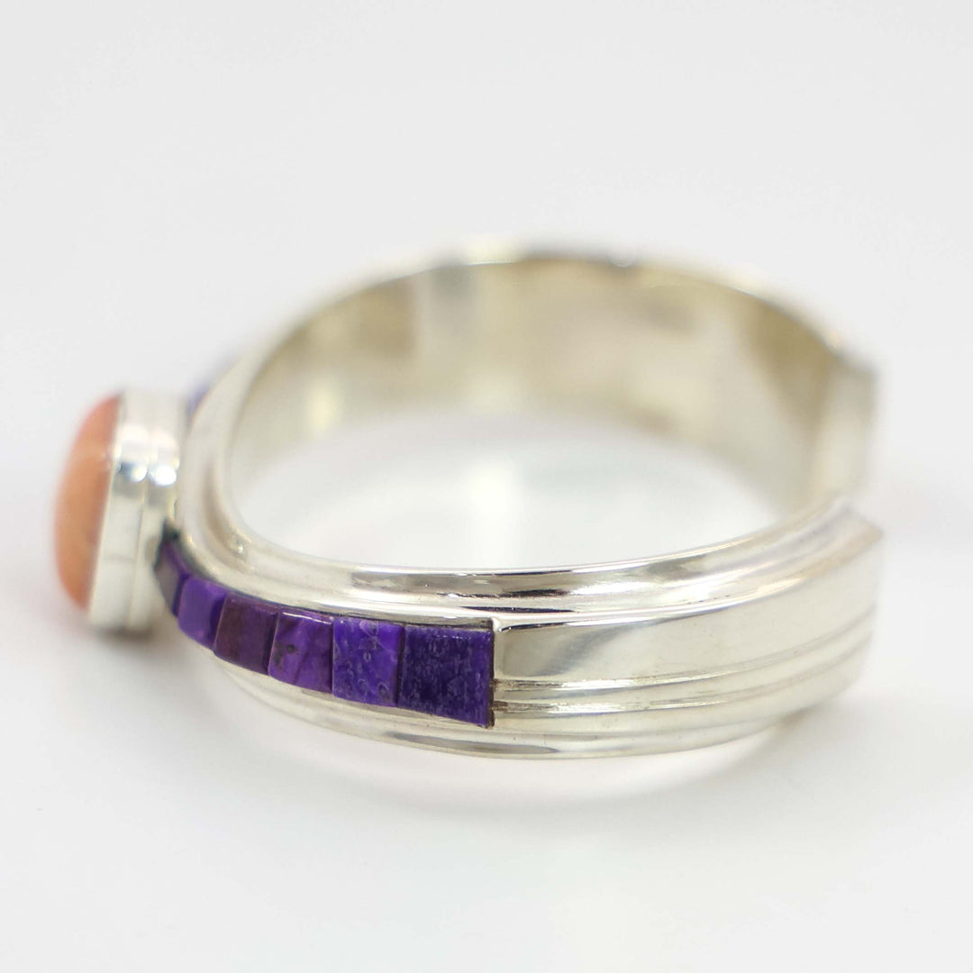 Sugilite and Coral Cuff