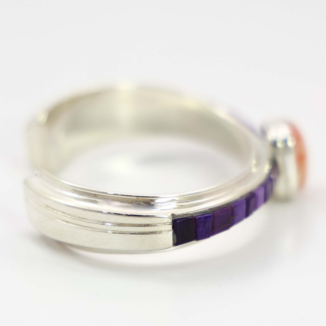 Sugilite and Coral Cuff