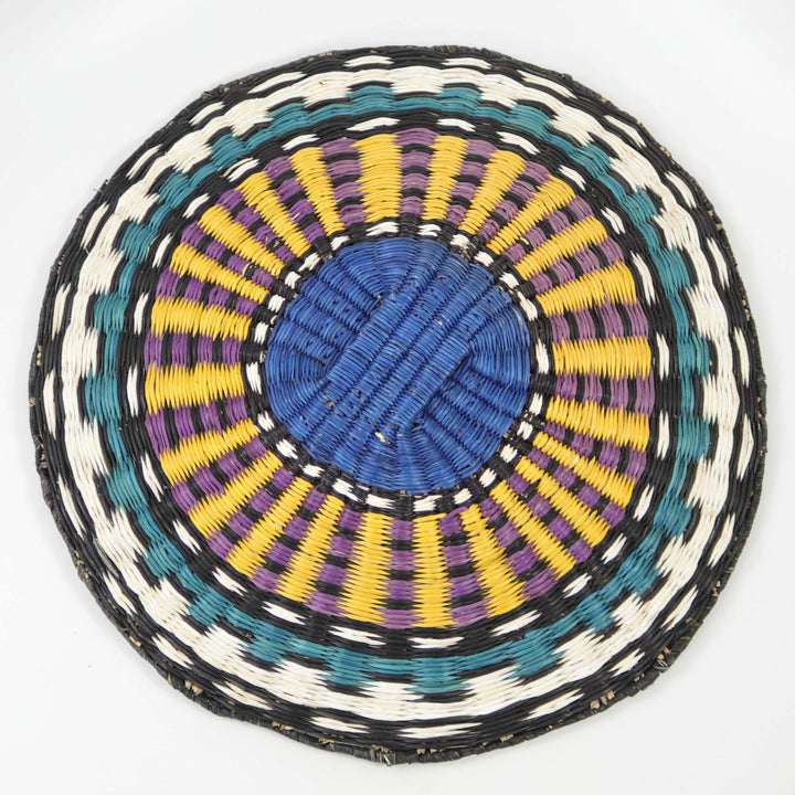 ホピ族のひまわりの枝編み細工品の飾り板